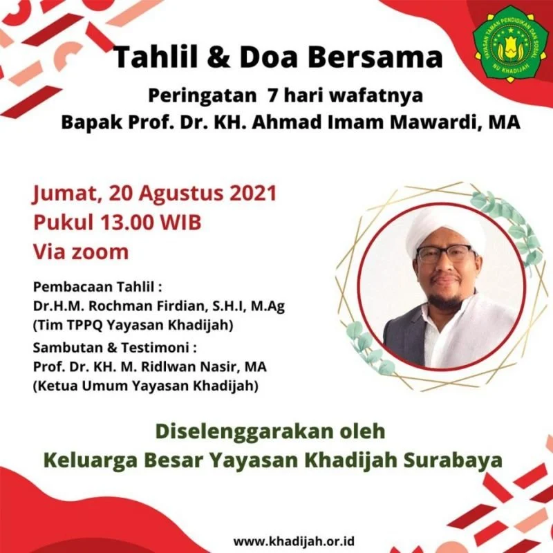 7 Hari Wafatnya Prof. Dr KH. Ahmad Imam Mawardi, MA : Khadijah Gelar Tahlil & Doa Bersama