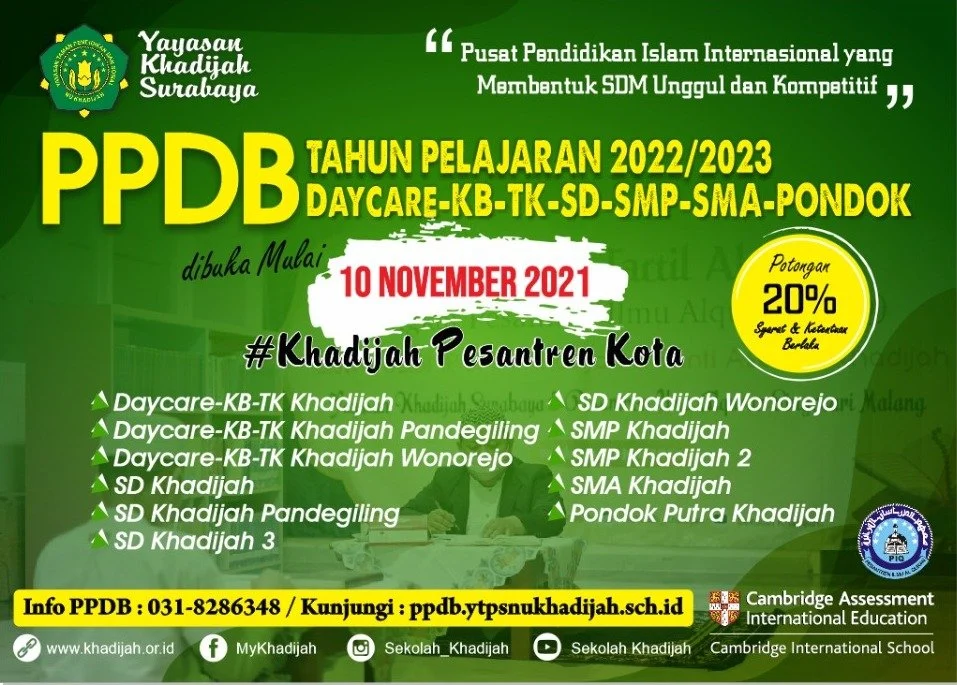 PPDB Online, klik www.ppdb.ytpsnukhadijah.sch.id
